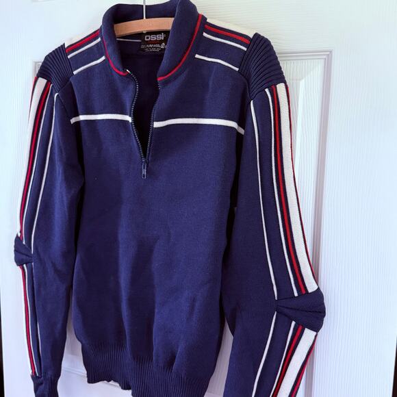 Rare Vtg 80s OSSI Padded Quarter Zip Ski Half Zip‎ Sweater 100% Pure Wool - Picture 5 of 9